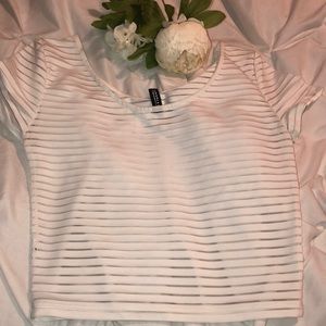 Cute crop top with sheer stripes